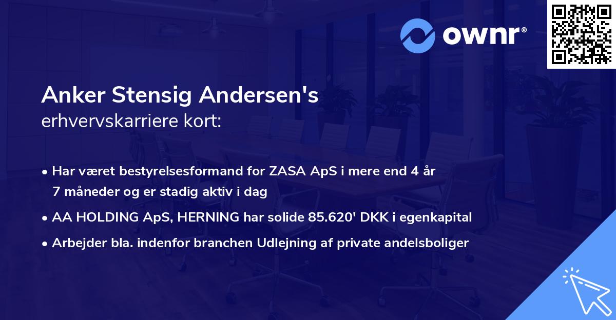 Anker Stensig Andersen's erhvervskarriere kort