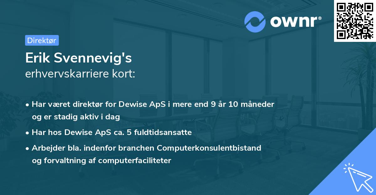 Erik Svennevig's erhvervskarriere kort