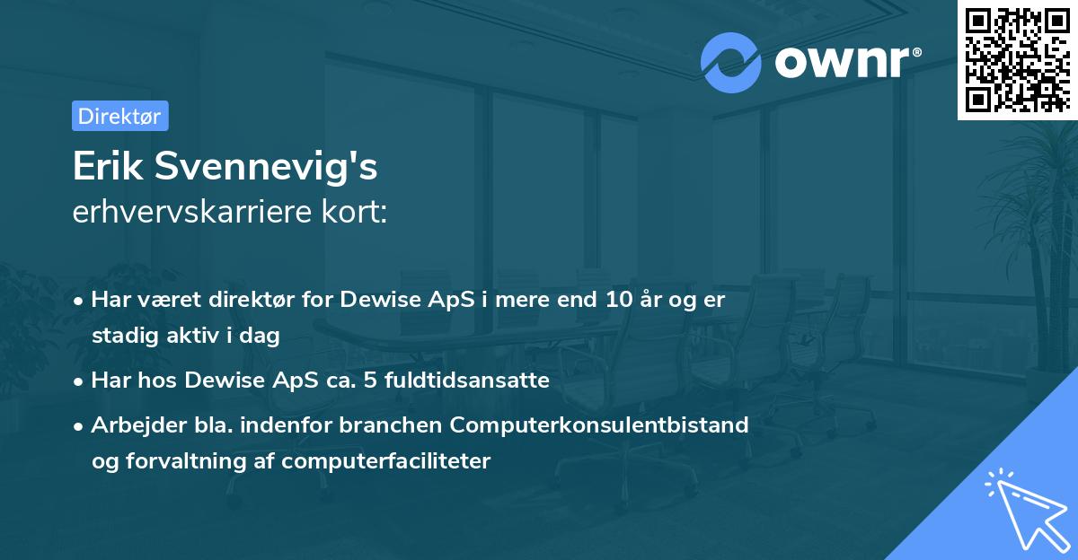 Erik Svennevig's erhvervskarriere kort