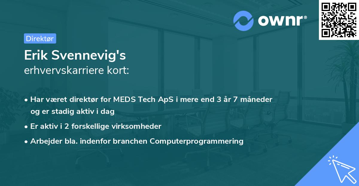 Erik Svennevig's erhvervskarriere kort