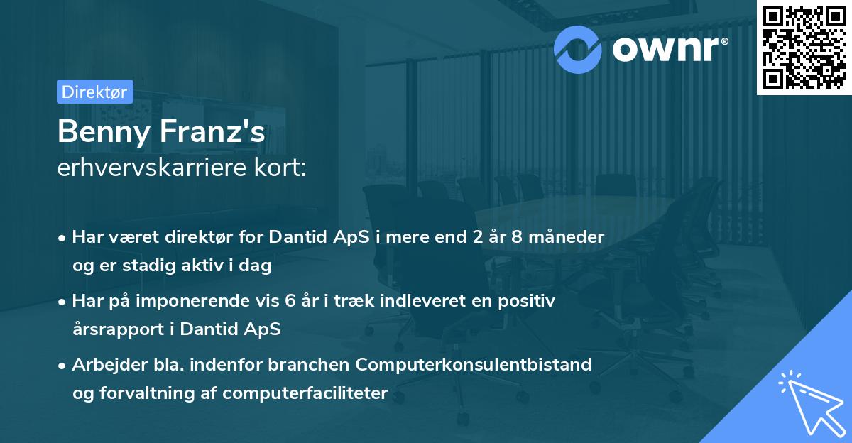 Benny Franz's erhvervskarriere kort