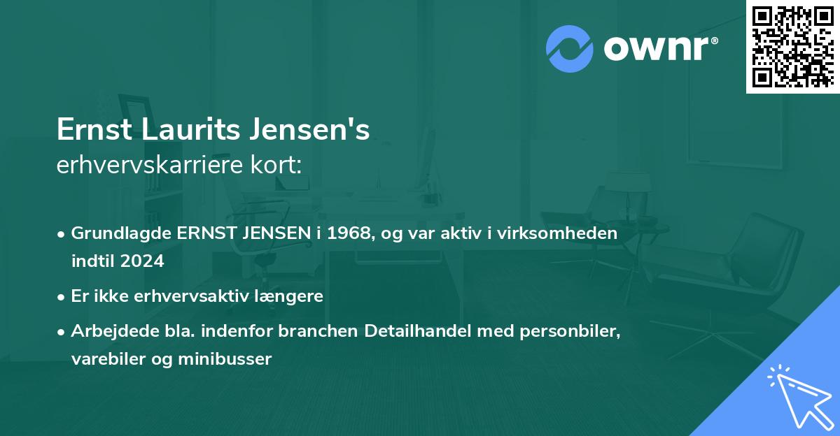 Ernst Laurits Jensen's erhvervskarriere kort