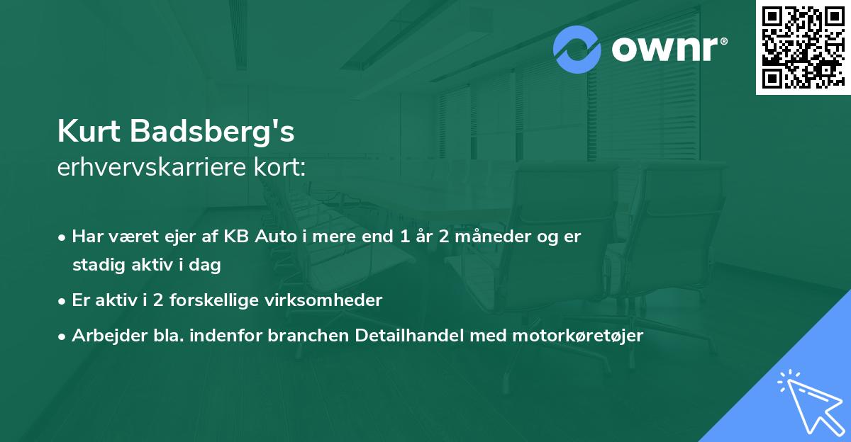 Kurt Badsberg's erhvervskarriere kort