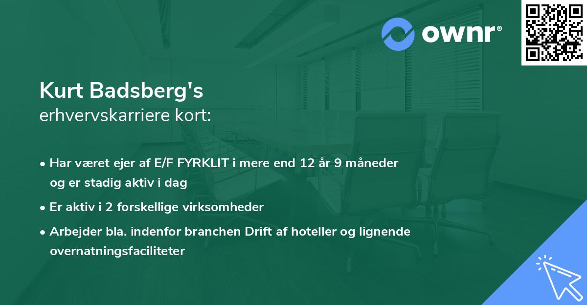 Kurt Badsberg's erhvervskarriere kort