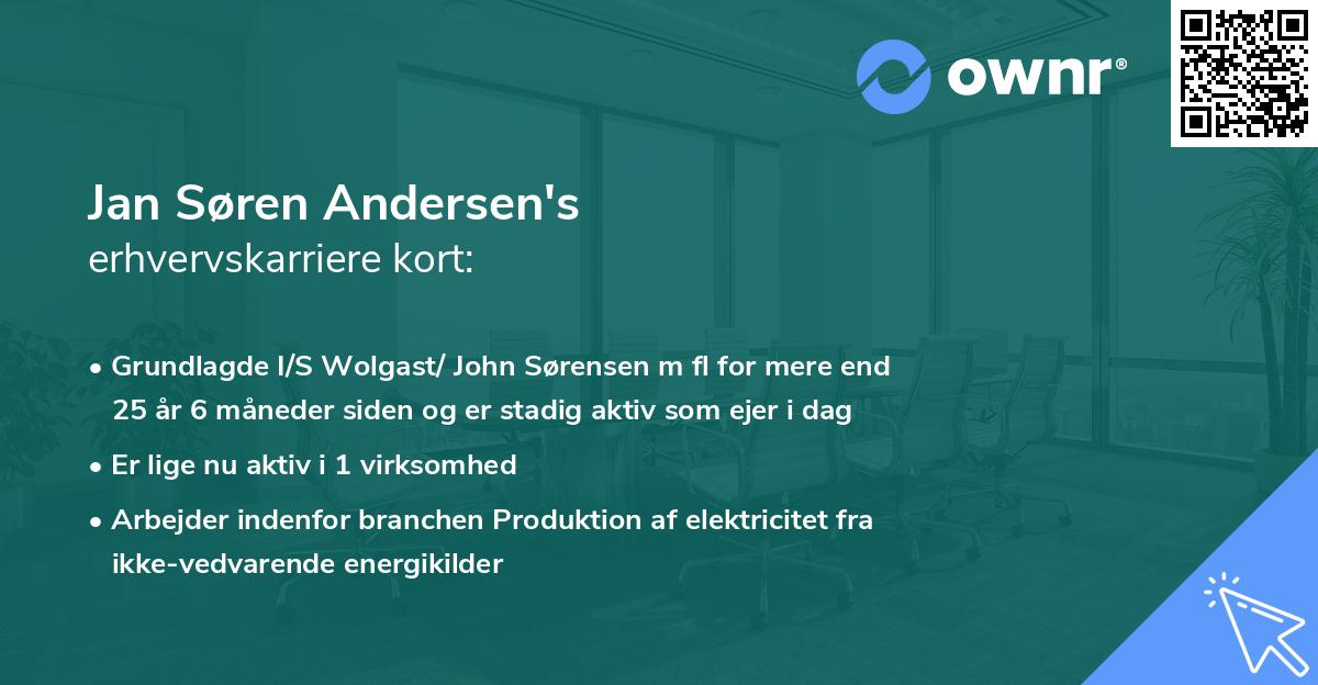 Jan Søren Andersen's erhvervskarriere kort