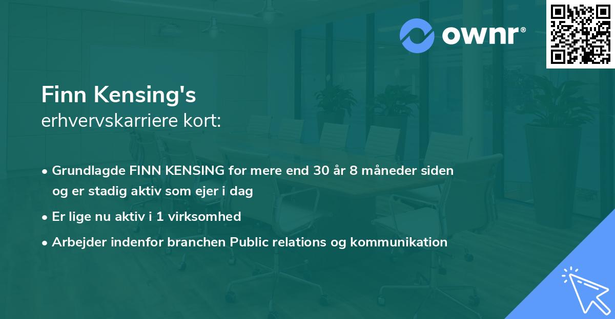 Finn Kensing's erhvervskarriere kort