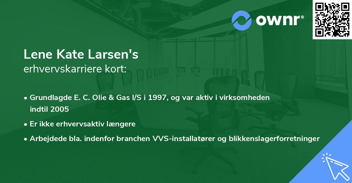 Lene Kate Larsen's erhvervskarriere kort