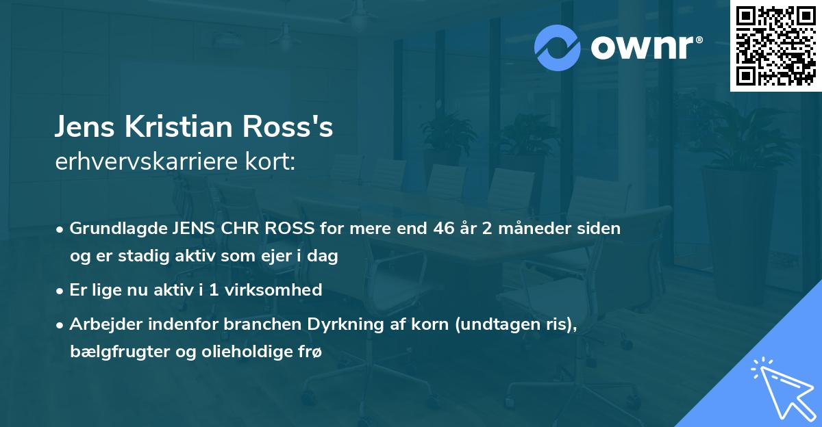 Jens Kristian Ross's erhvervskarriere kort