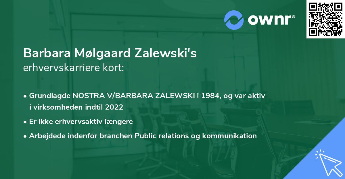 Barbara Mølgaard Zalewski's erhvervskarriere kort