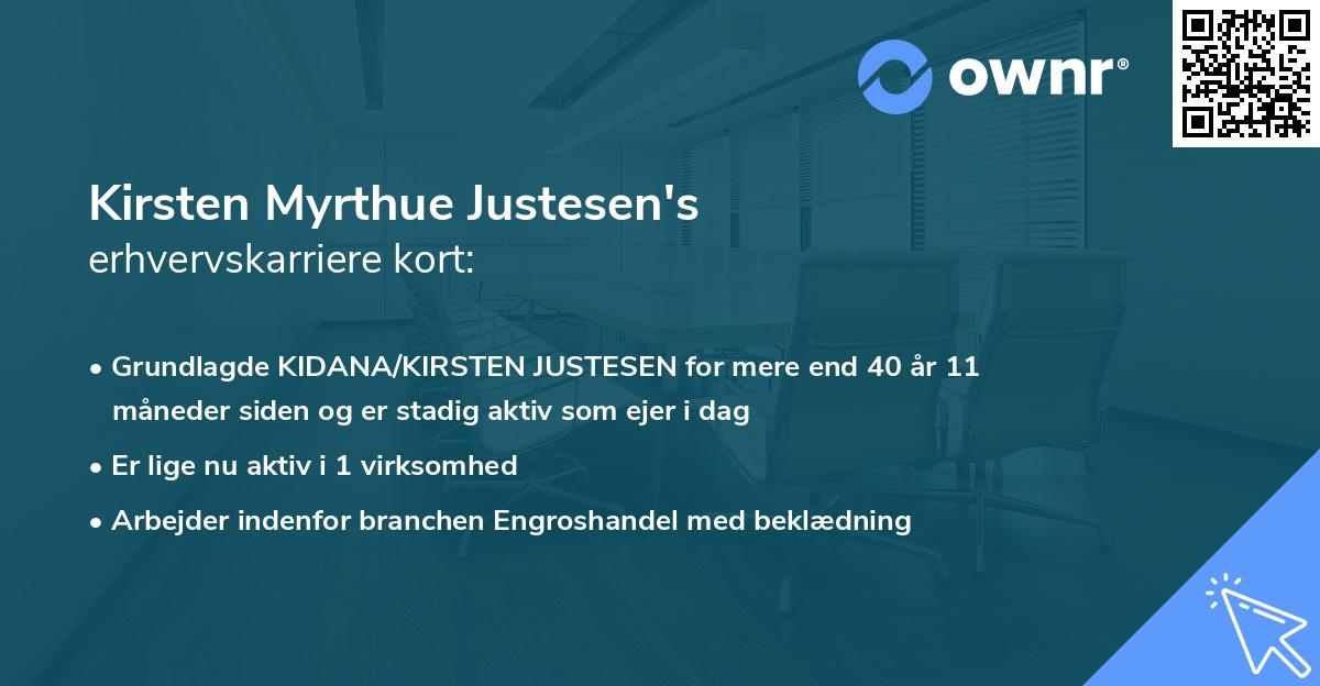 Kirsten Myrthue Justesen's erhvervskarriere kort