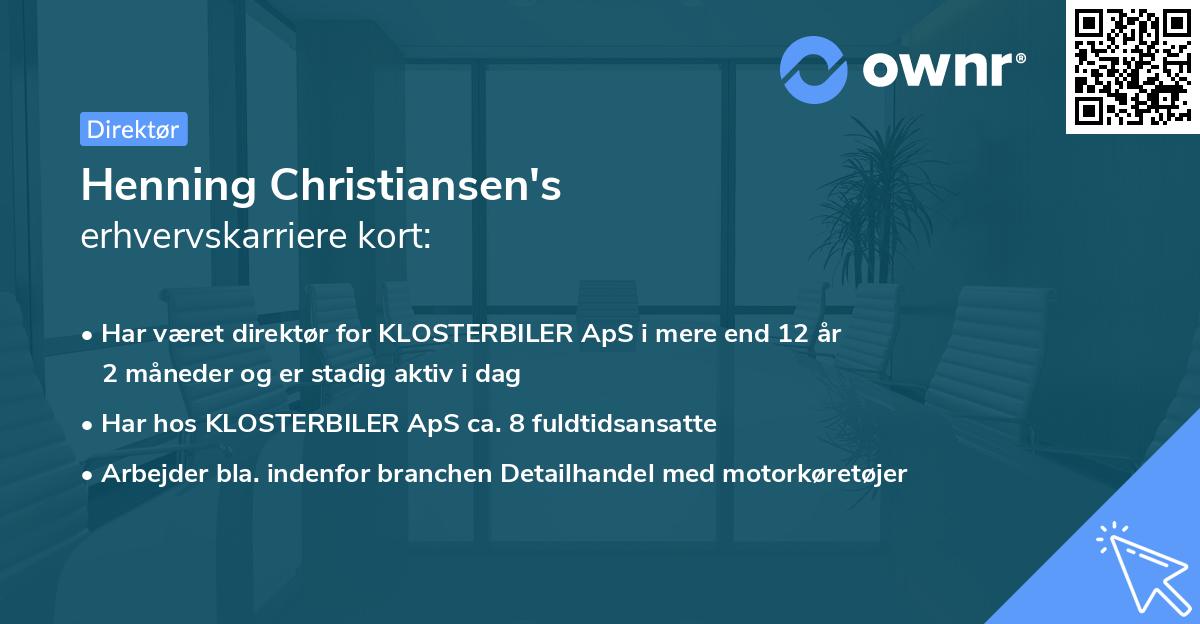 Henning Christiansen's erhvervskarriere kort