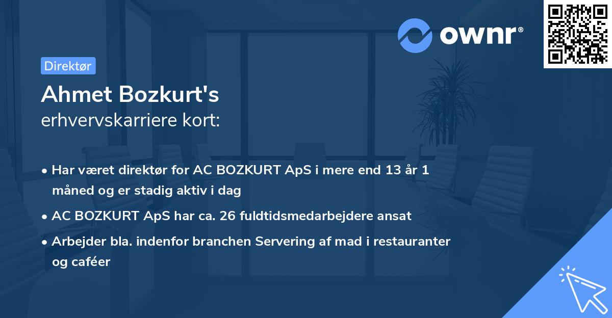 Ahmet Bozkurt's erhvervskarriere kort