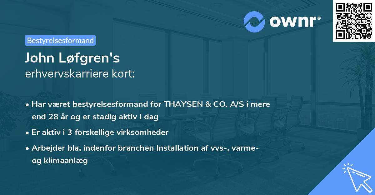 John Løfgren's erhvervskarriere kort