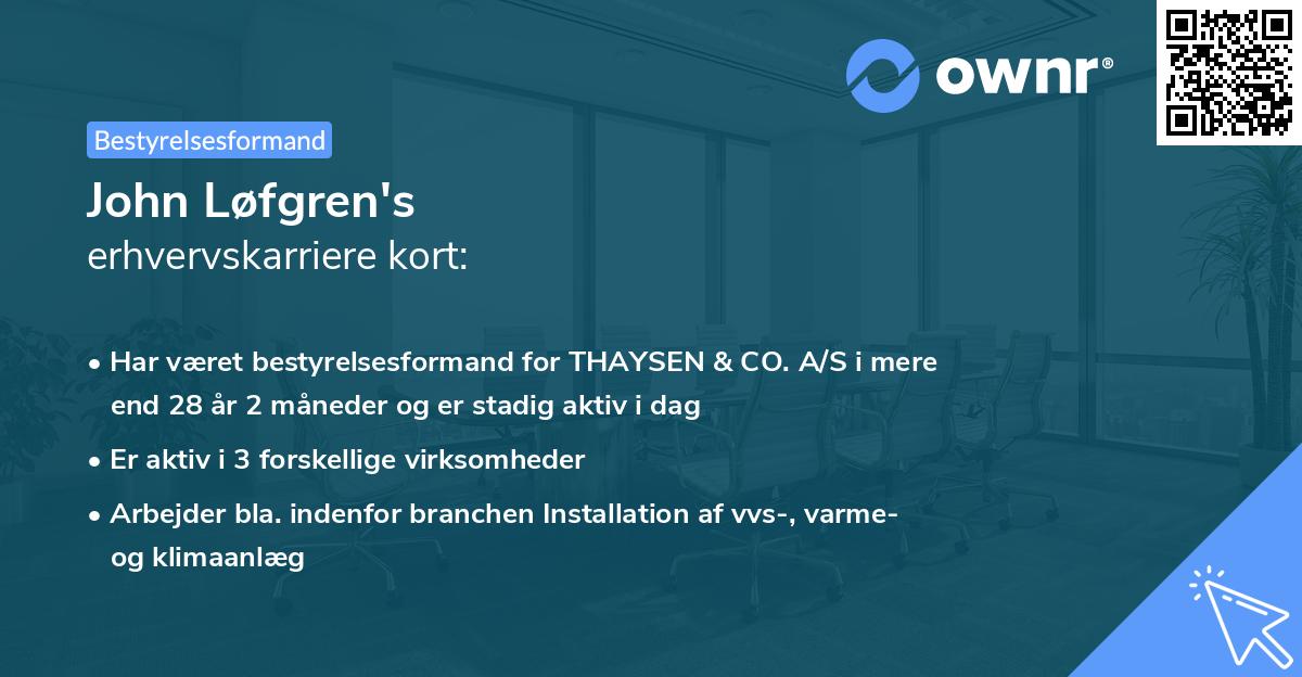 John Løfgren's erhvervskarriere kort