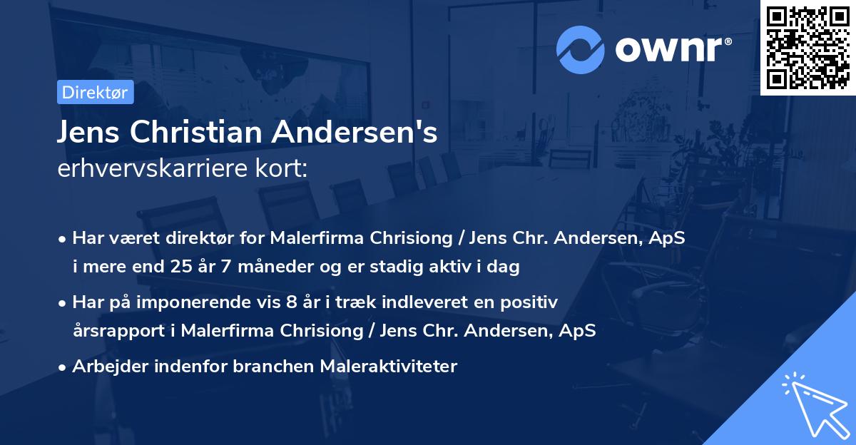 Jens Christian Andersen's erhvervskarriere kort