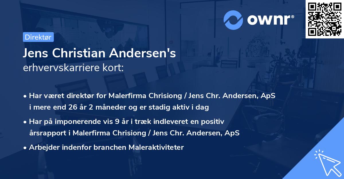 Jens Christian Andersen's erhvervskarriere kort