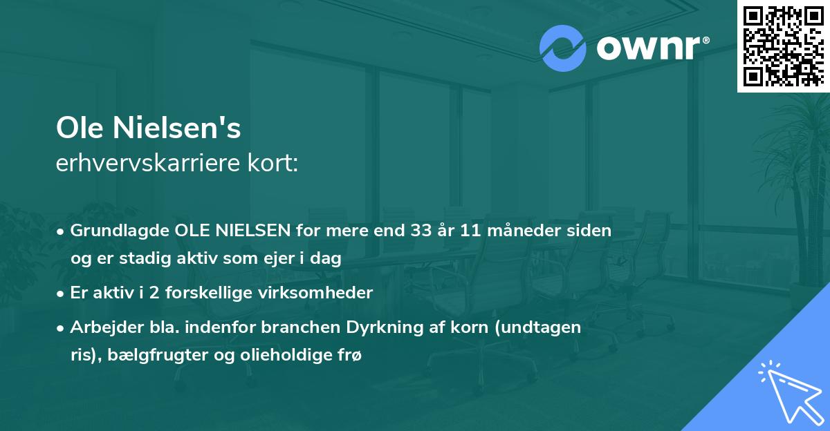 Ole Nielsen's erhvervskarriere kort