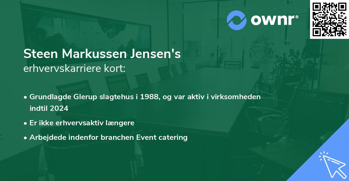 Steen Markussen Jensen's erhvervskarriere kort