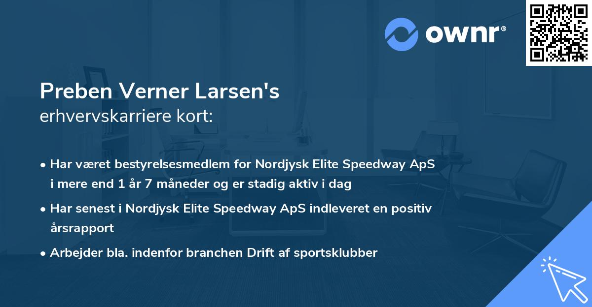 Preben Verner Larsen's erhvervskarriere kort