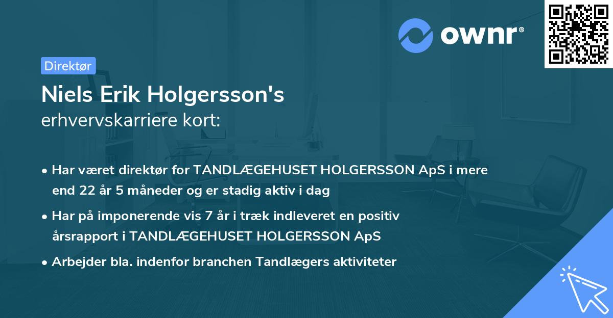 Niels Erik Holgersson's erhvervskarriere kort