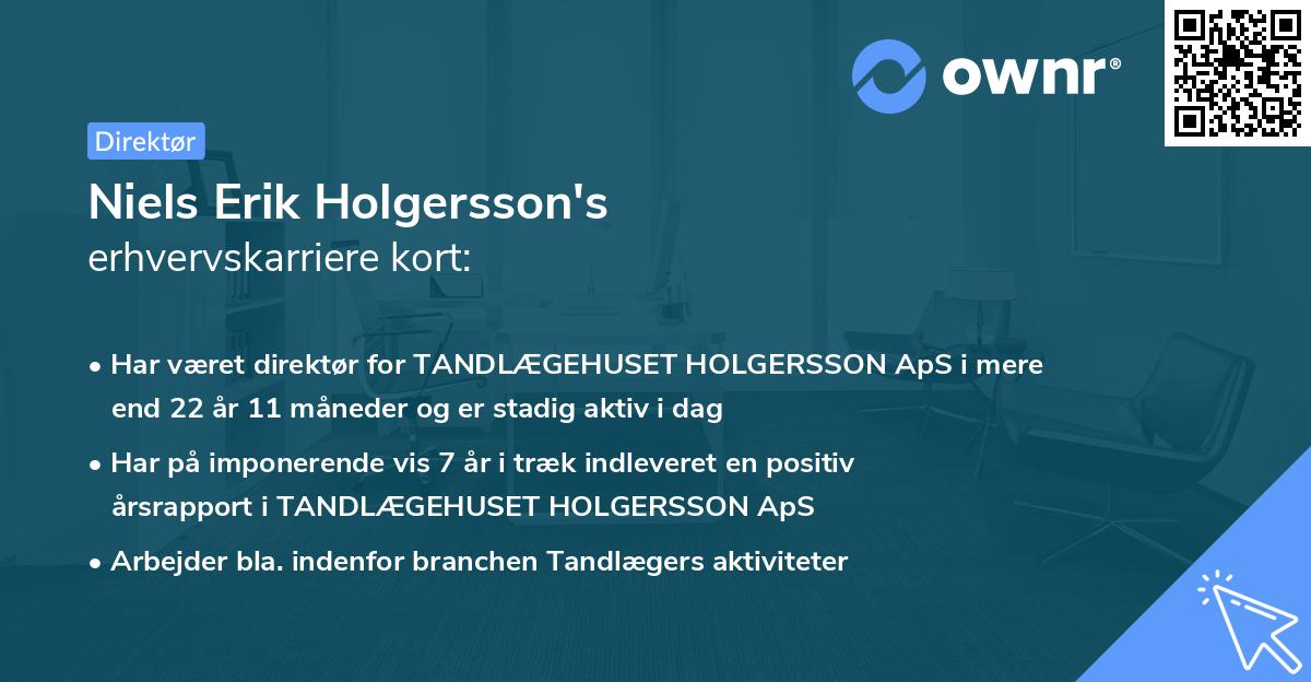 Niels Erik Holgersson's erhvervskarriere kort