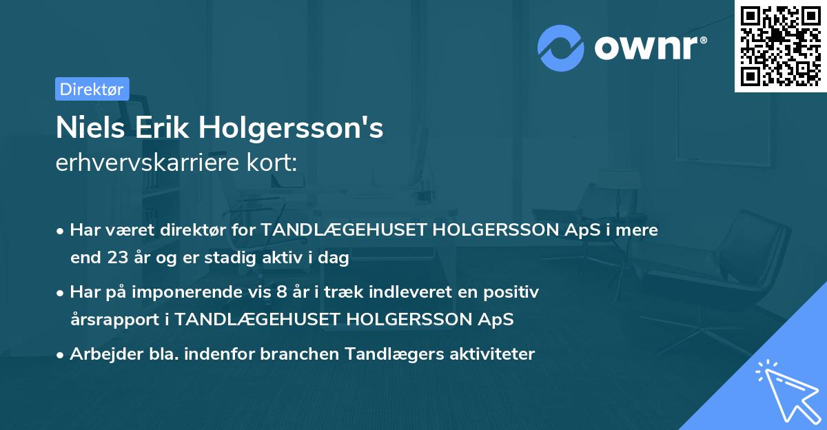 Niels Erik Holgersson's erhvervskarriere kort