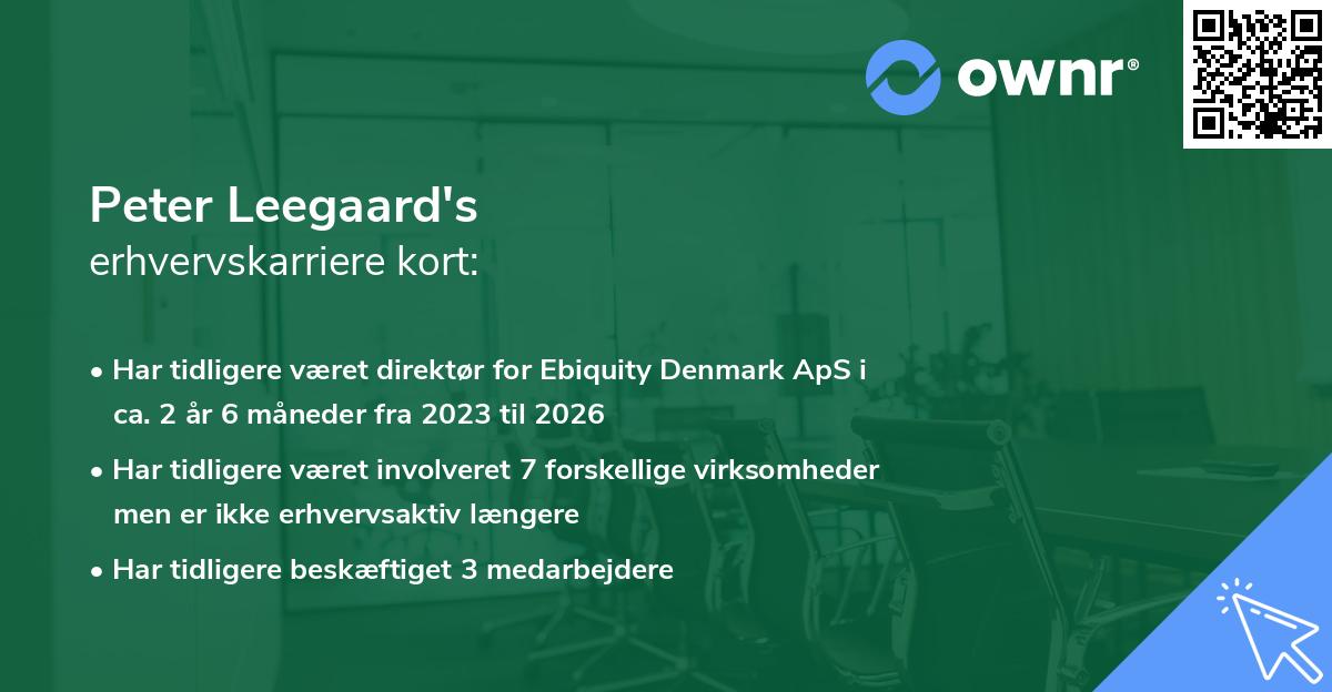 Peter Leegaard's erhvervskarriere kort