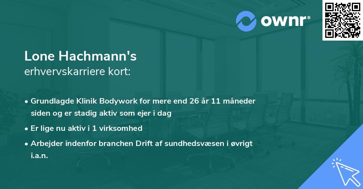 Lone Hachmann's erhvervskarriere kort