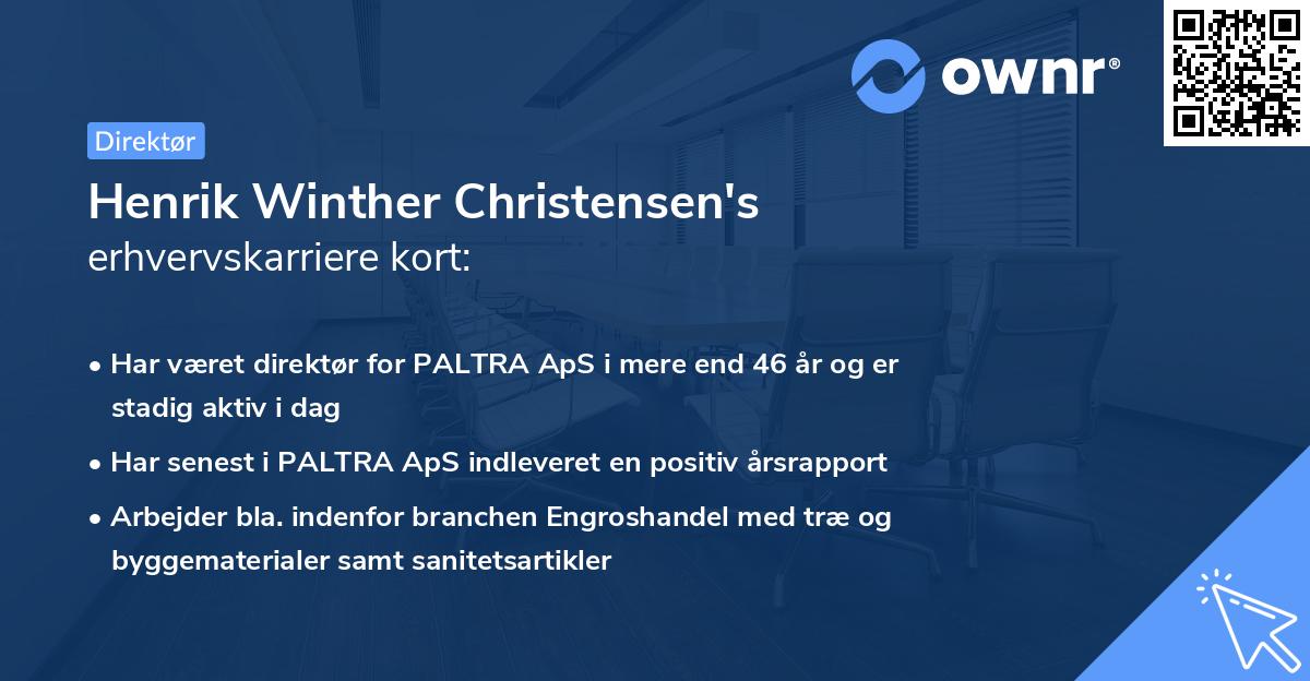 Henrik Winther Christensen's erhvervskarriere kort