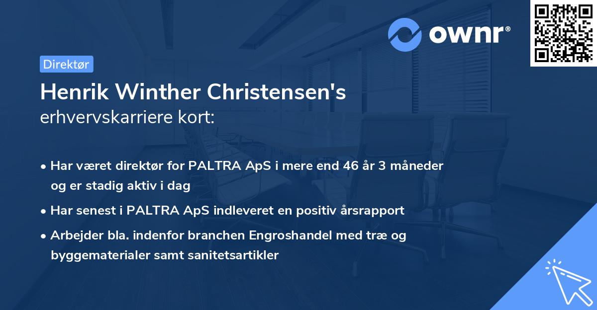 Henrik Winther Christensen's erhvervskarriere kort