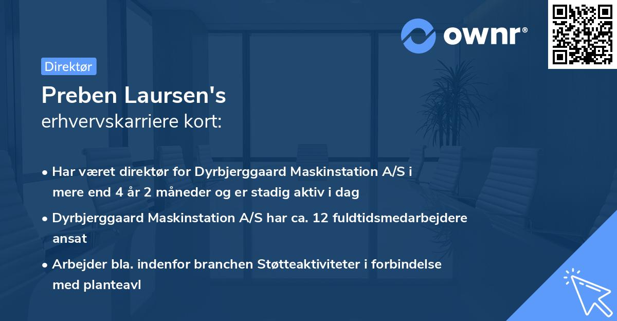 Preben Laursen's erhvervskarriere kort