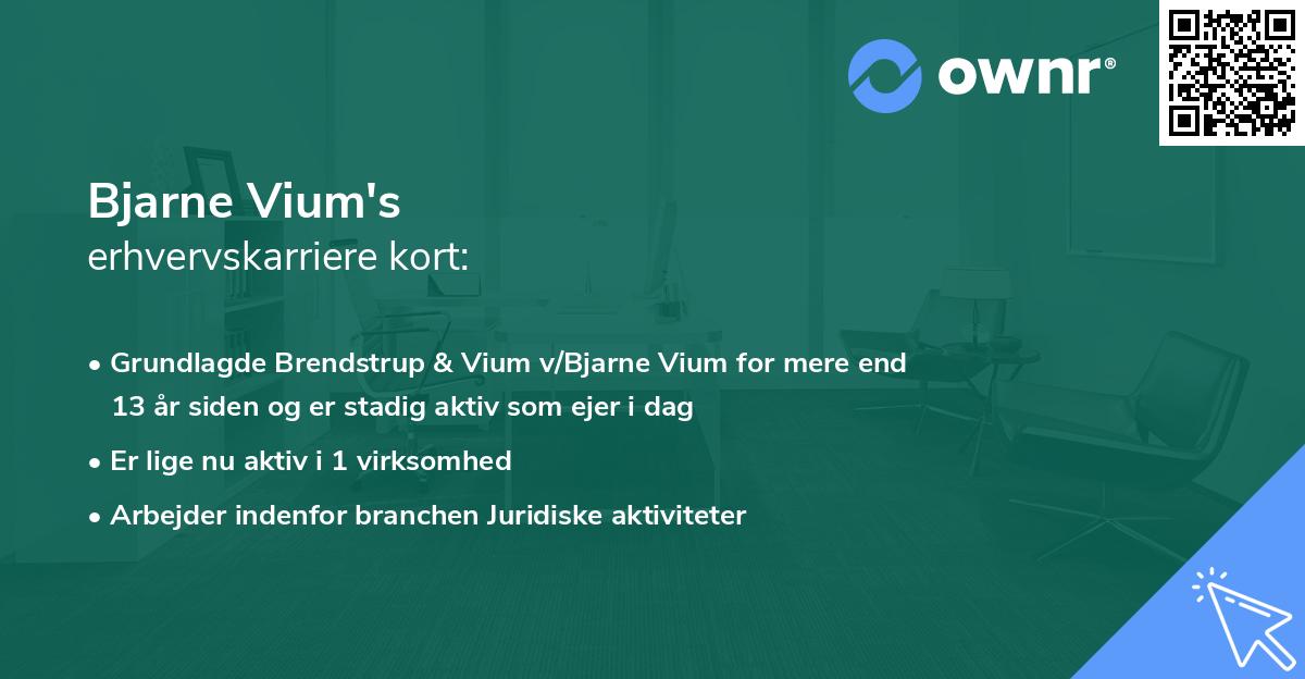 Bjarne Vium's erhvervskarriere kort