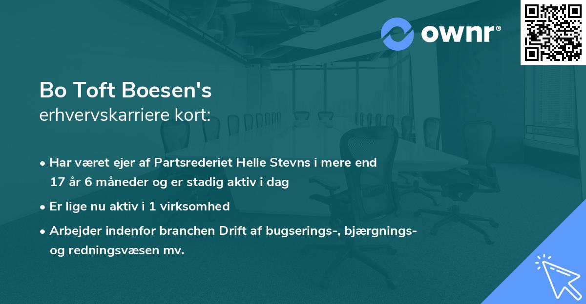 Bo Toft Boesen's erhvervskarriere kort
