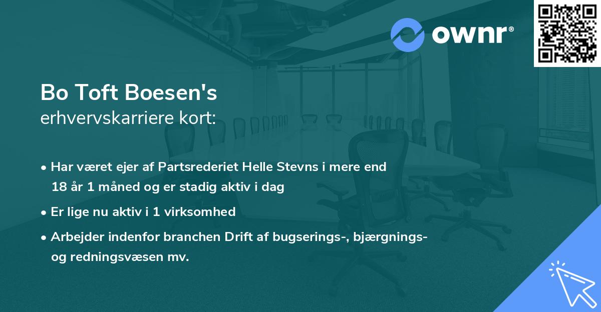 Bo Toft Boesen's erhvervskarriere kort