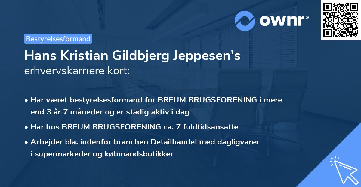 Hans Kristian Gildbjerg Jeppesen's erhvervskarriere kort