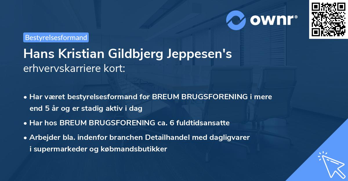 Hans Kristian Gildbjerg Jeppesen's erhvervskarriere kort