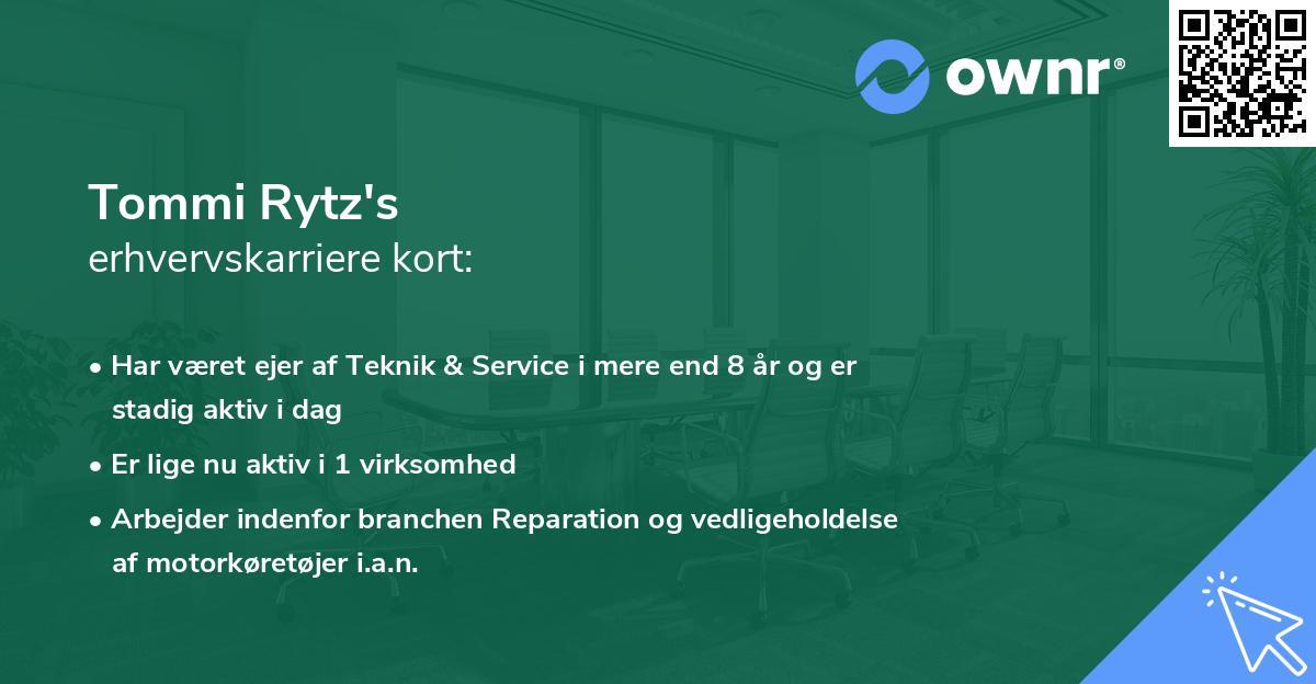 Tommi Rytz's erhvervskarriere kort