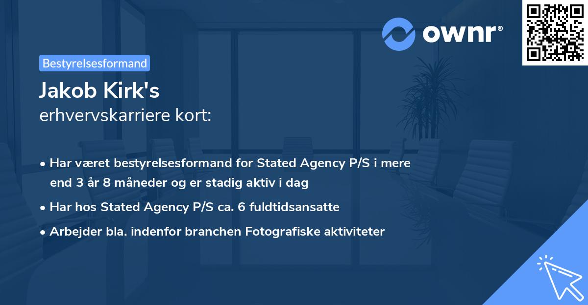 Jakob Kirk's erhvervskarriere kort