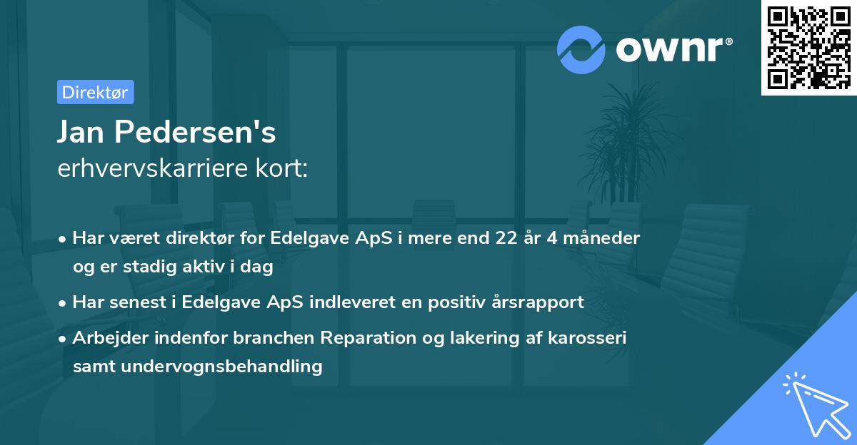 Jan Pedersen's erhvervskarriere kort