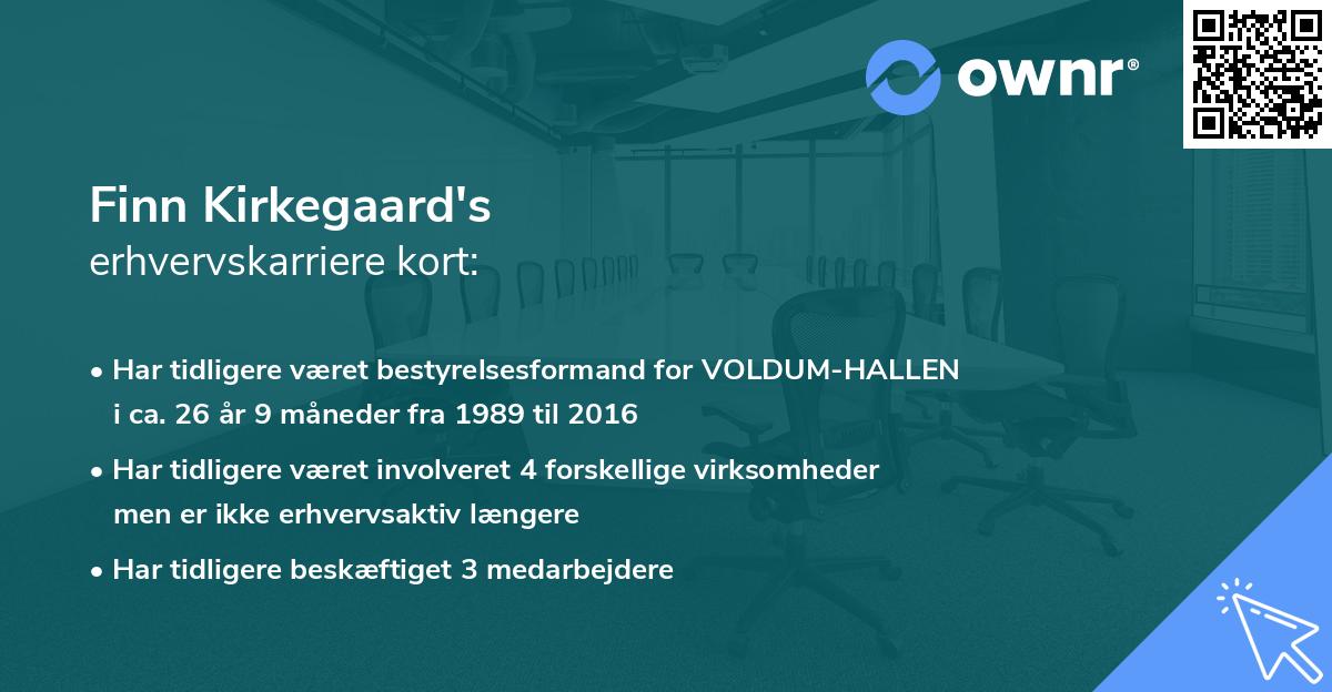 Finn Kirkegaard's erhvervskarriere kort