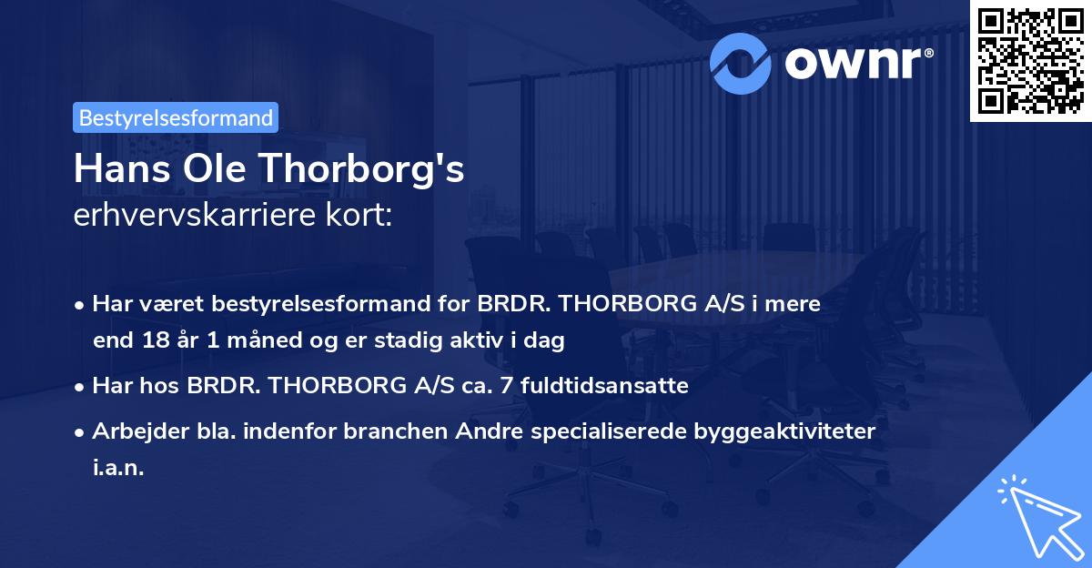 Hans Ole Thorborg's erhvervskarriere kort