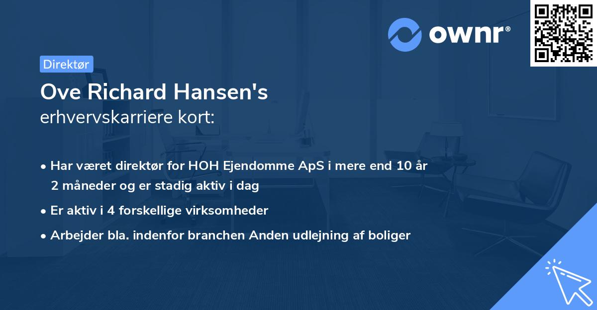 Ove Richard Hansen's erhvervskarriere kort