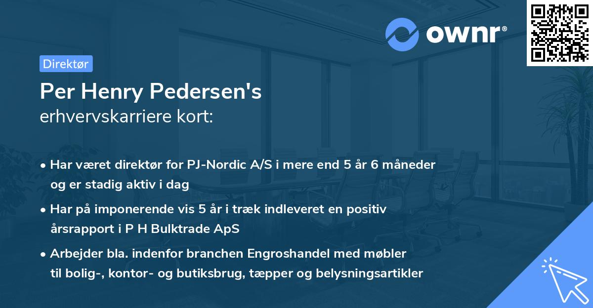 Per Henry Pedersen's erhvervskarriere kort
