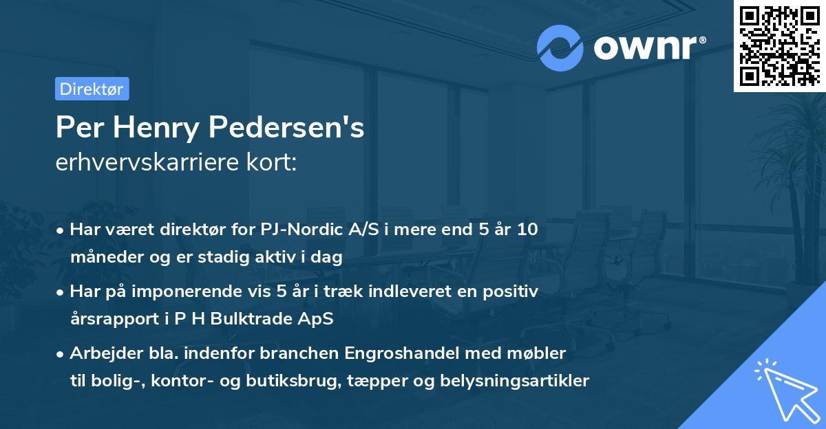 Per Henry Pedersen's erhvervskarriere kort