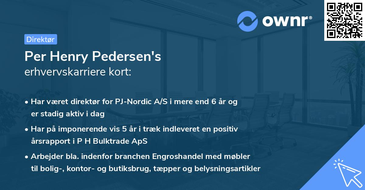 Per Henry Pedersen's erhvervskarriere kort