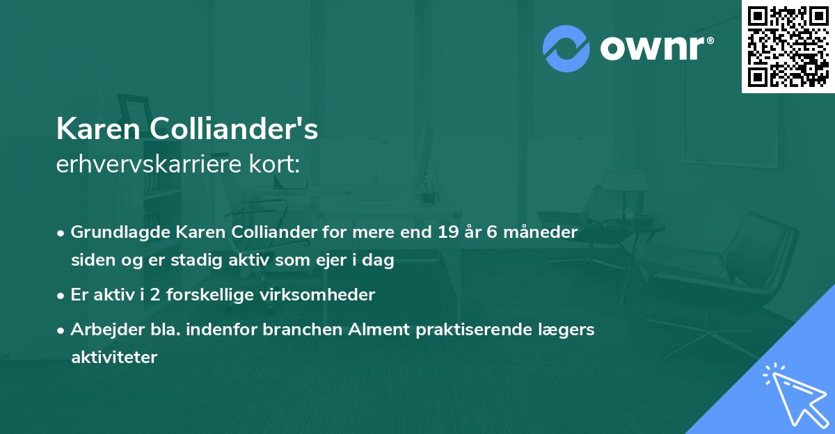 Karen Colliander's erhvervskarriere kort