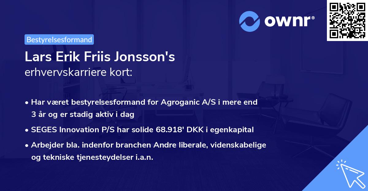 Lars Erik Friis Jonsson's erhvervskarriere kort