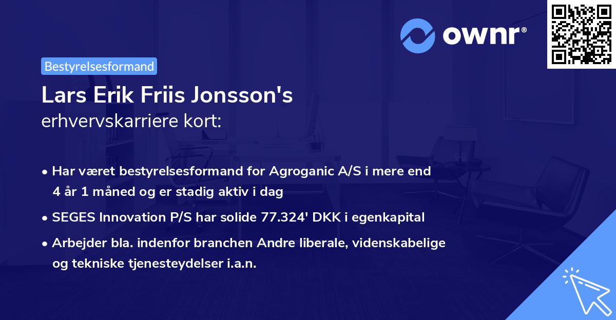 Lars Erik Friis Jonsson's erhvervskarriere kort