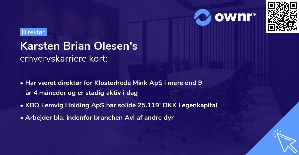 Karsten Brian Olesen's erhvervskarriere kort
