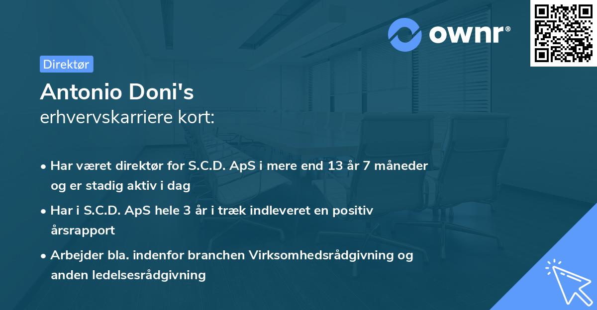 Antonio Doni's erhvervskarriere kort